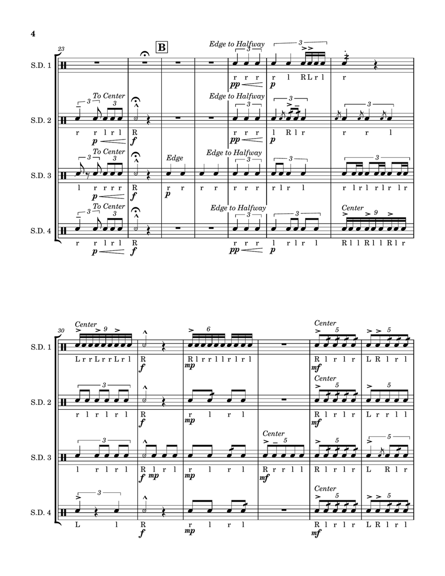 Dog Days | Intermediate Snare Ensemble Percussion Ensemble scores gallery preview page 4