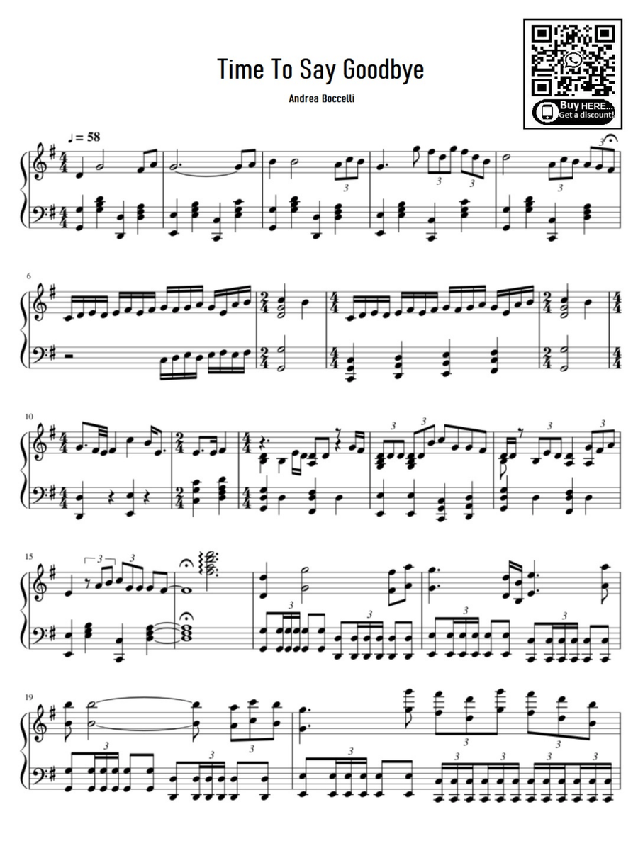 Time To Say Goodbye Time To Say Goodbye Easy Piano scores gallery preview page 1