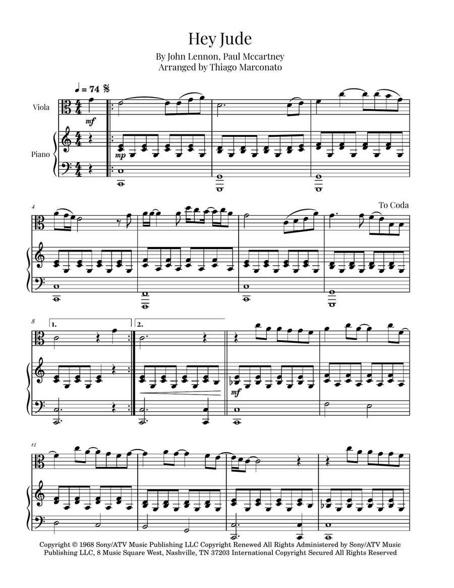Hey Jude Hey Jude Viola scores gallery preview page 1