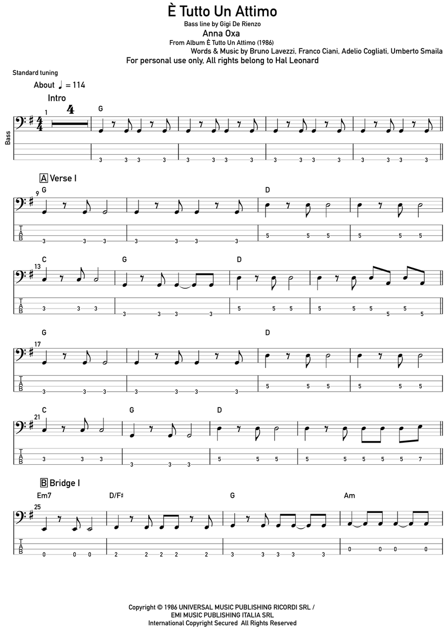 E' Tutto Un Attimo Acoustic Guitar scores gallery preview page 1