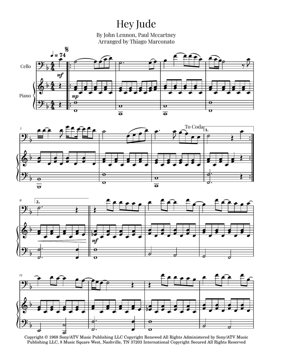 Hey Jude Hey Jude Piano scores gallery preview page 1