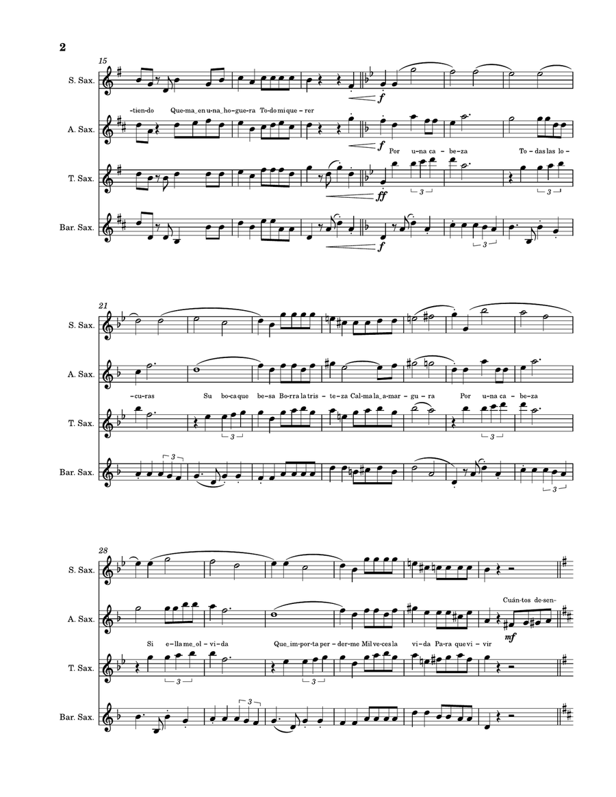 Por Una Cabeza Por Una Cabeza Saxophone Quartet scores gallery preview page 2