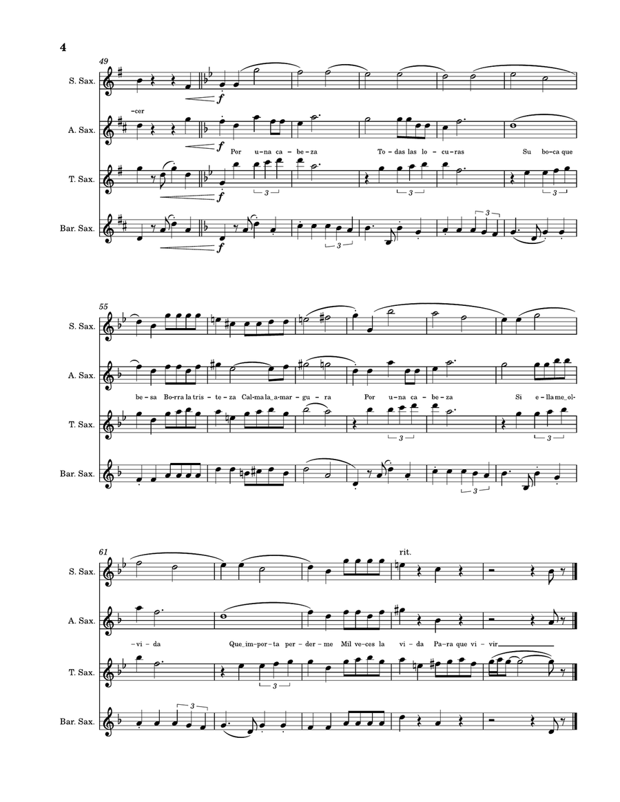 Por Una Cabeza Por Una Cabeza Saxophone Quartet scores gallery preview page 4