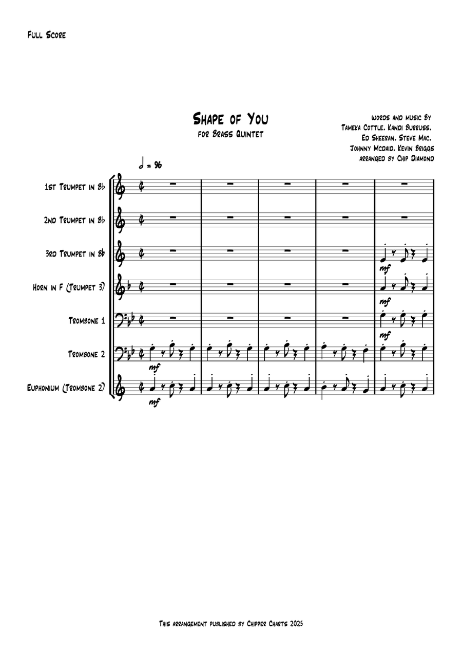 Shape Of You Brass Quintet scores gallery preview page 2