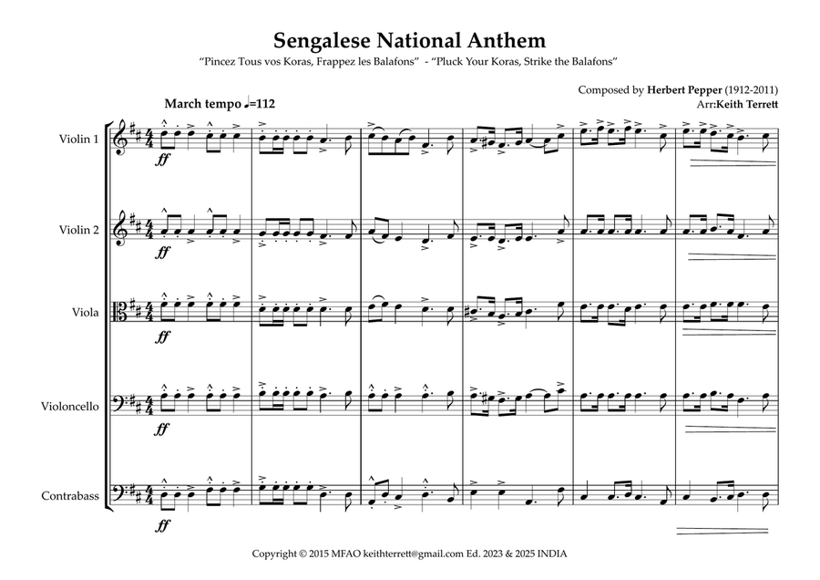 Sengalese National Anthem for String Orchestra String Orchestra scores gallery preview page 2