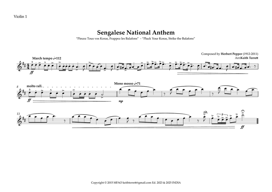 Sengalese National Anthem for String Orchestra String Orchestra scores gallery preview page 5