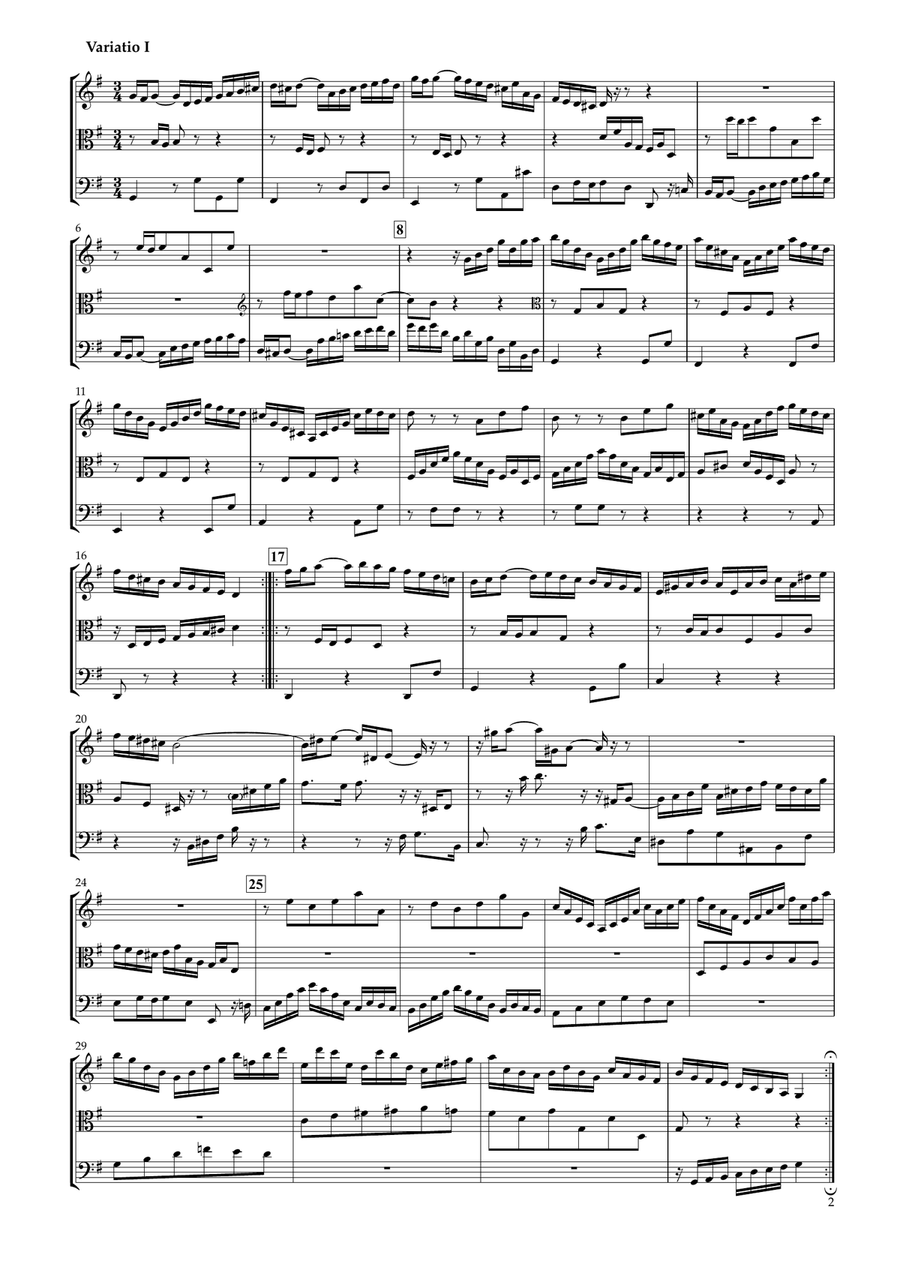 Goldberg Variations BWV 988 for String Trio String Trio scores gallery preview page 2
