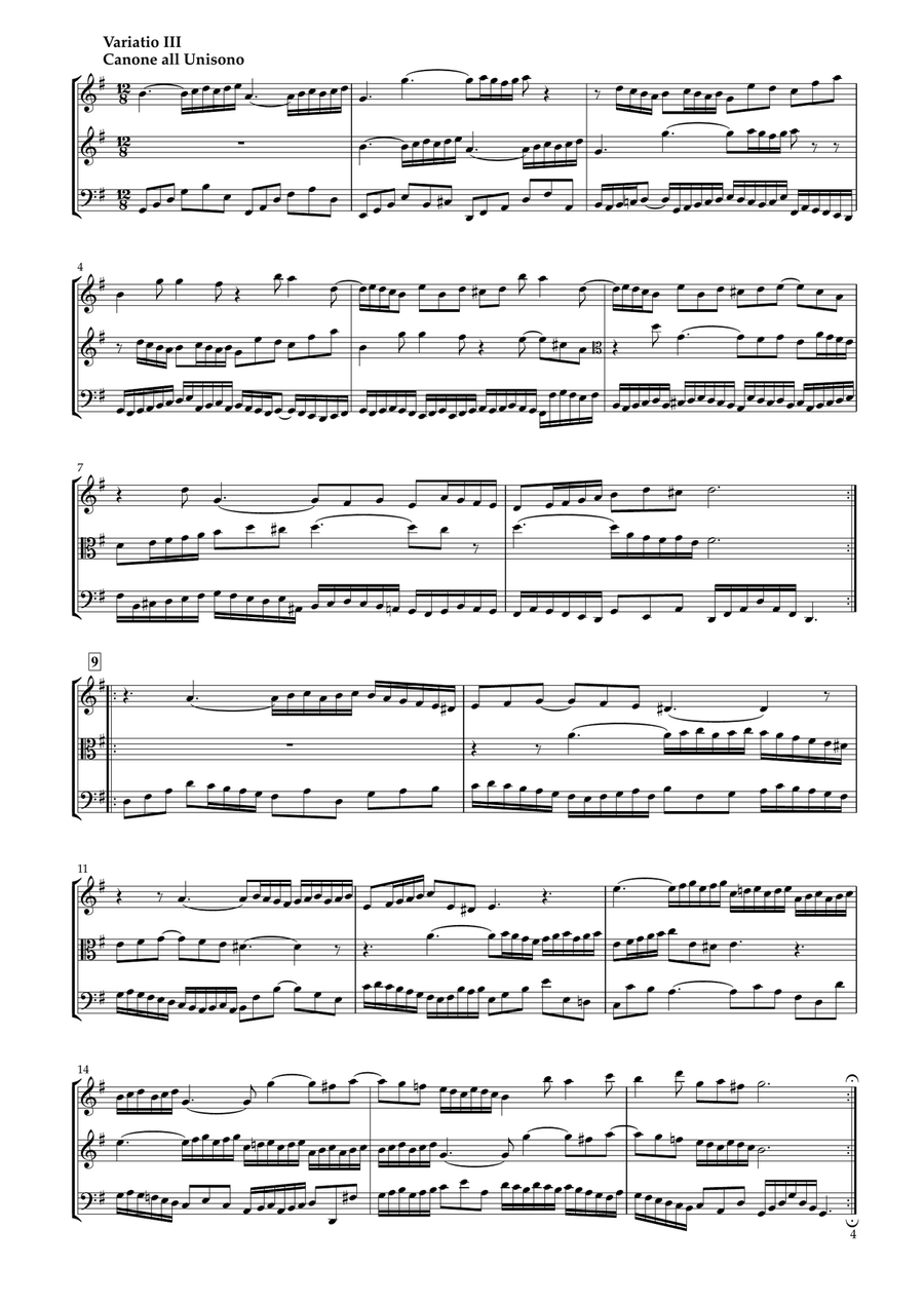 Goldberg Variations BWV 988 for String Trio String Trio scores gallery preview page 4