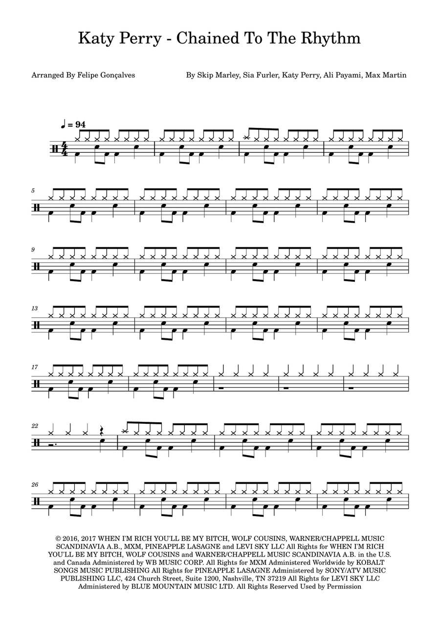 Chained To The Rhythm Chained To The Rhythm Drum Set scores gallery preview page 1