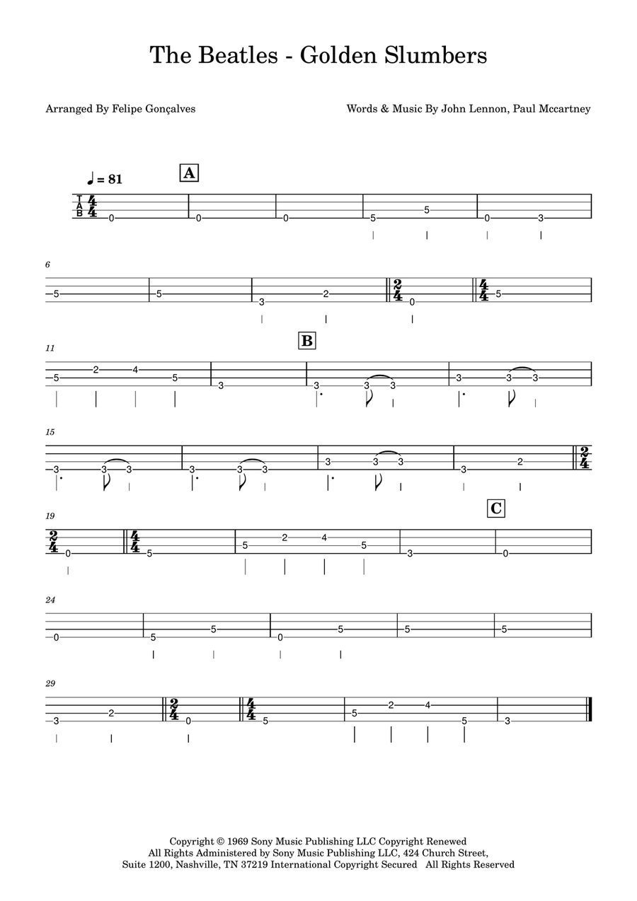 Golden Slumbers Golden Slumbers Acoustic Guitar scores gallery preview page 1