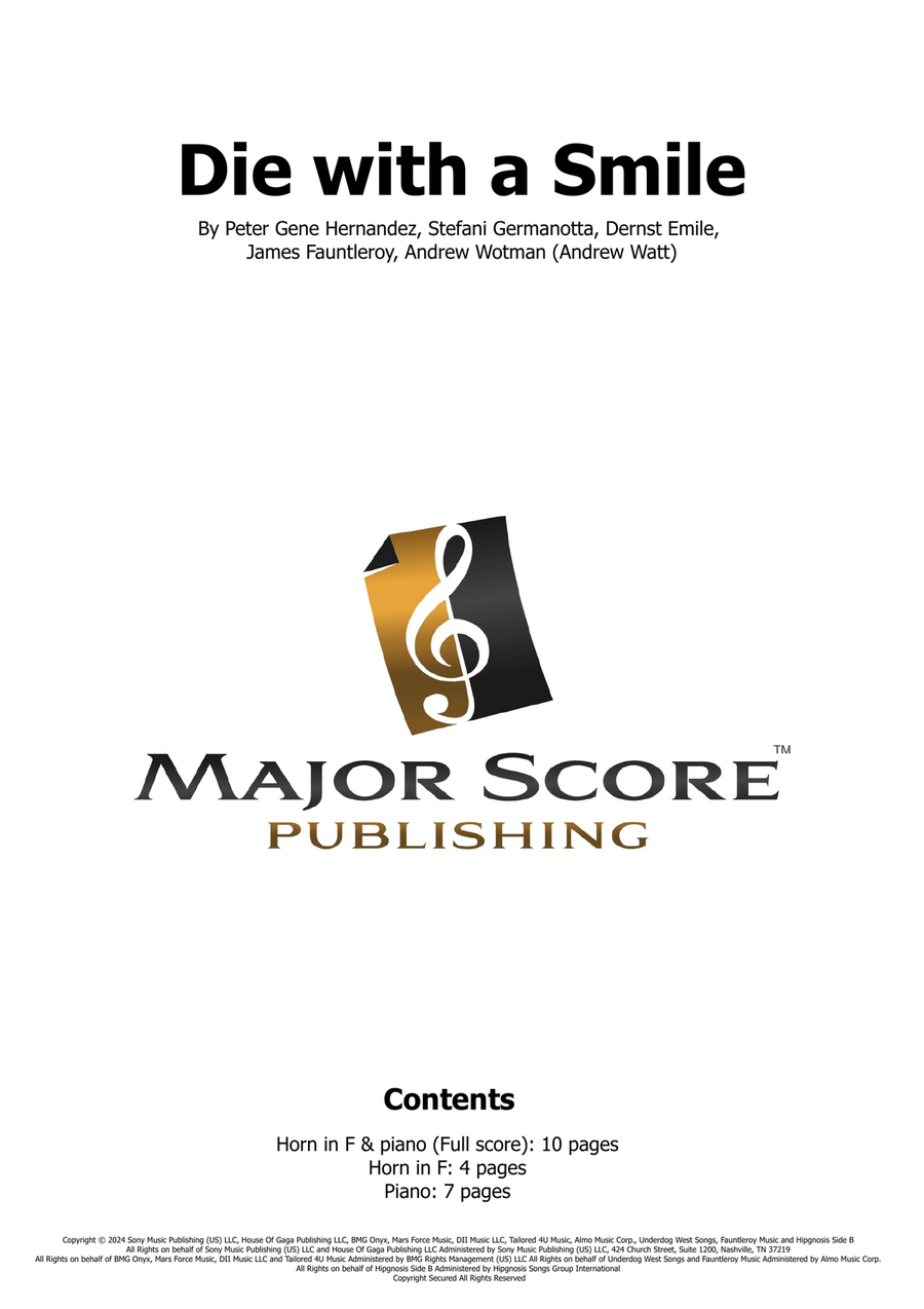 Die With A Smile Die With A Smile Piano scores gallery preview page 1
