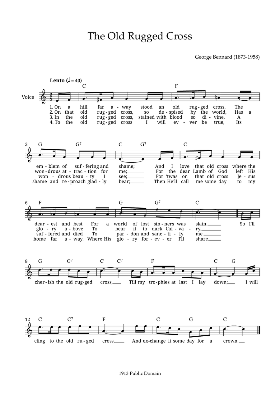 The Old Rugged Cross The Old Rugged Cross Piano scores gallery preview page 1
