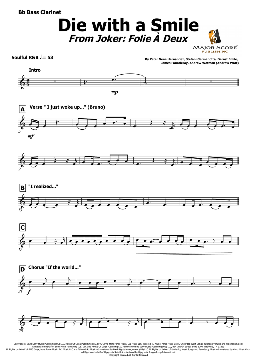 Die With A Smile Die With A Smile Bass Clarinet scores gallery preview page 2