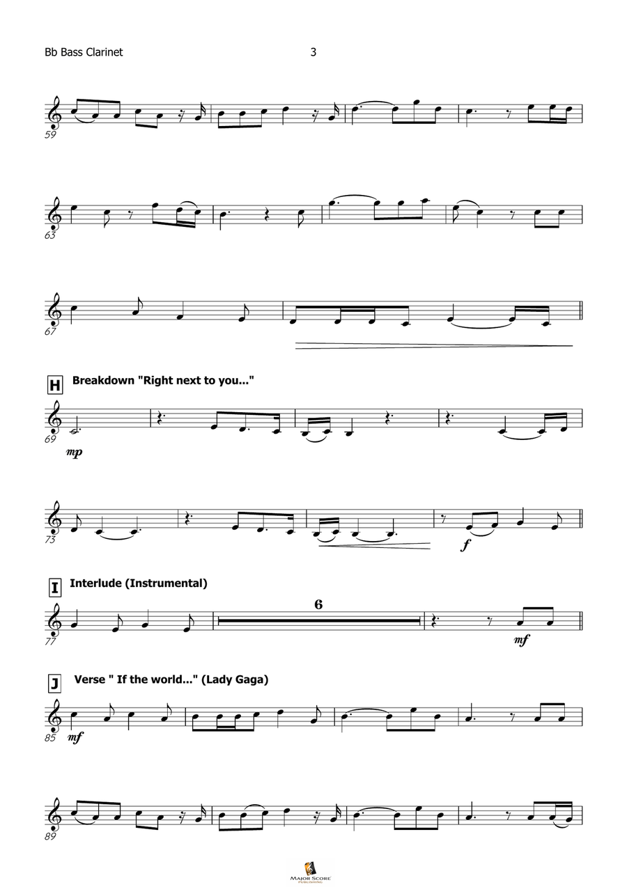 Die With A Smile Die With A Smile Bass Clarinet scores gallery preview page 4