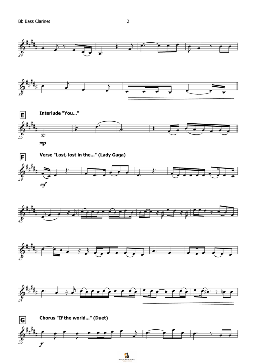 Die With A Smile Die With A Smile Bass Clarinet scores gallery preview page 3