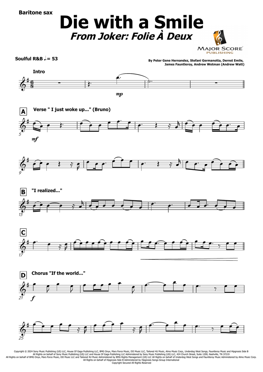 Die With A Smile Die With A Smile Baritone Saxophone scores gallery preview page 2
