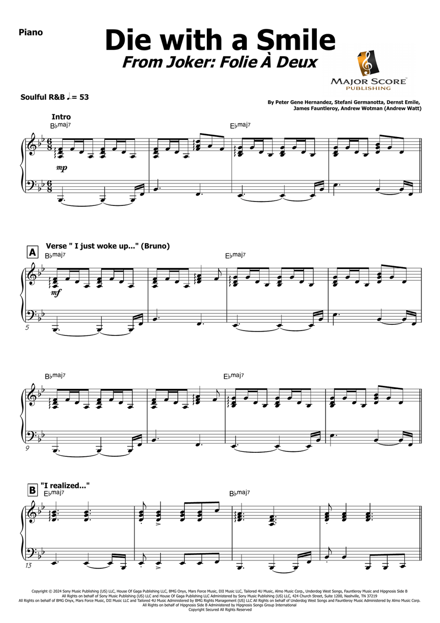 Die With A Smile Die With A Smile Baritone Saxophone scores gallery preview page 6
