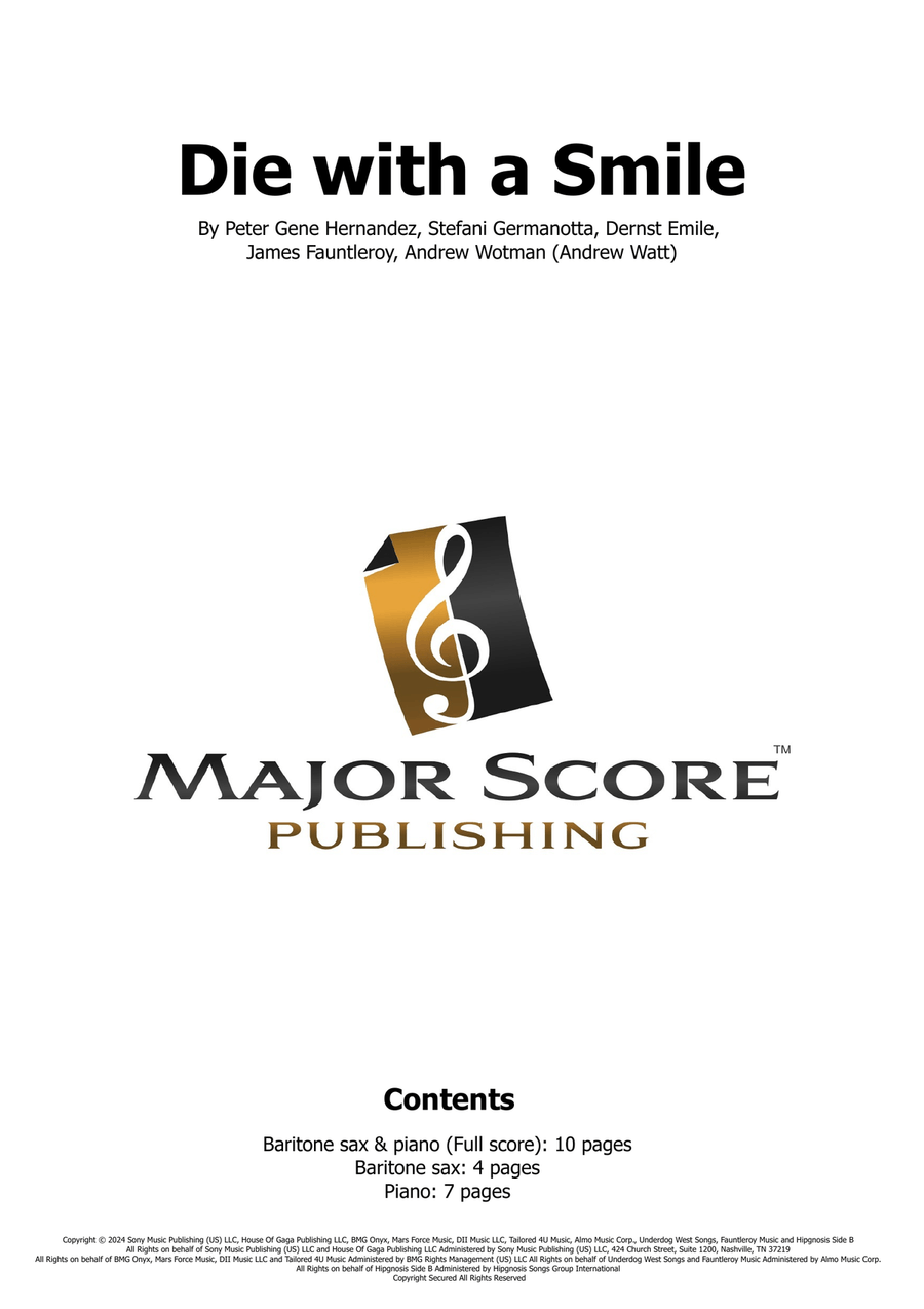 Die With A Smile Die With A Smile Baritone Saxophone scores gallery preview page 1