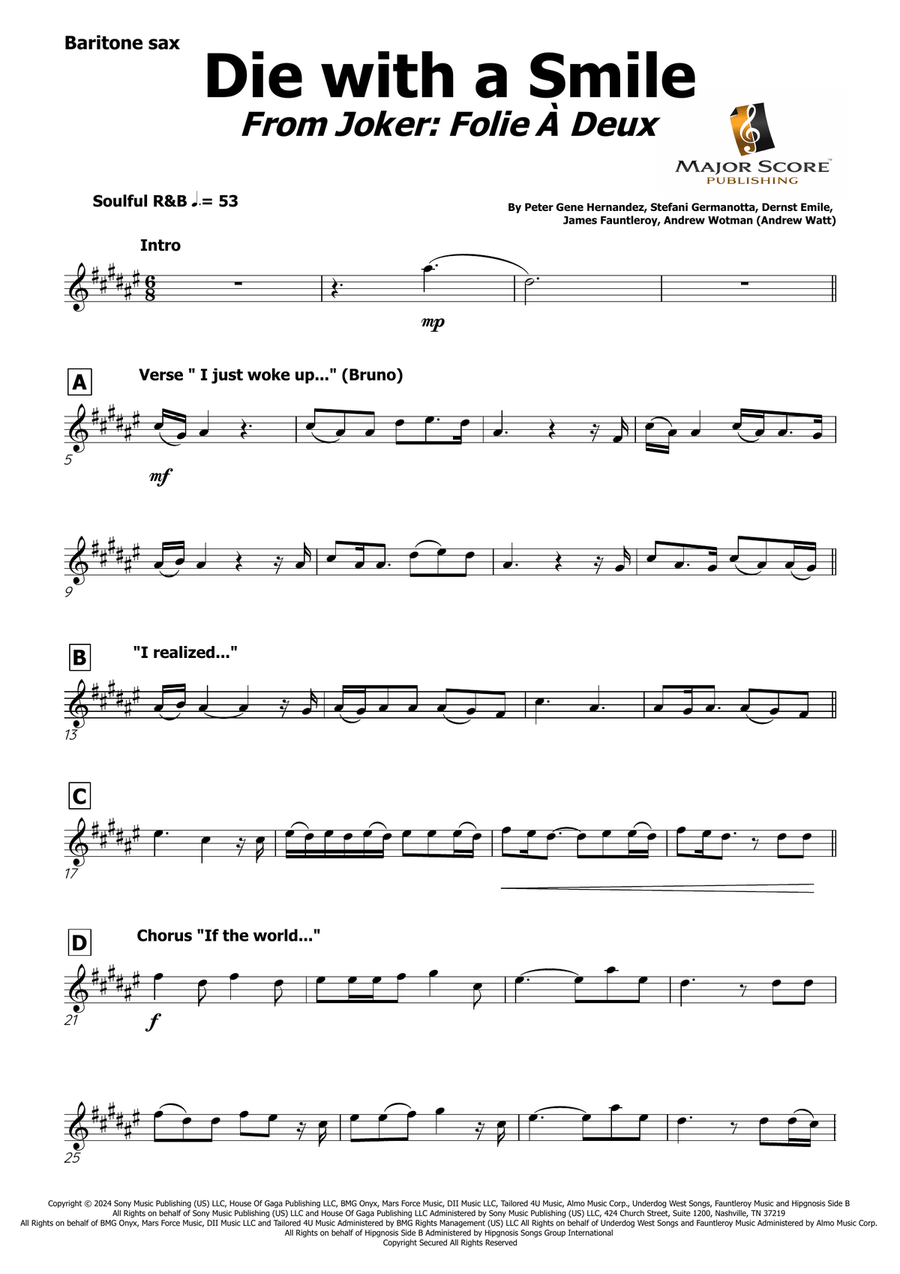 Die With A Smile Die With A Smile Baritone Saxophone scores gallery preview page 2