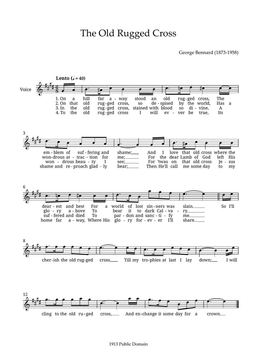 The Old Rugged Cross The Old Rugged Cross Piano scores gallery preview page 1