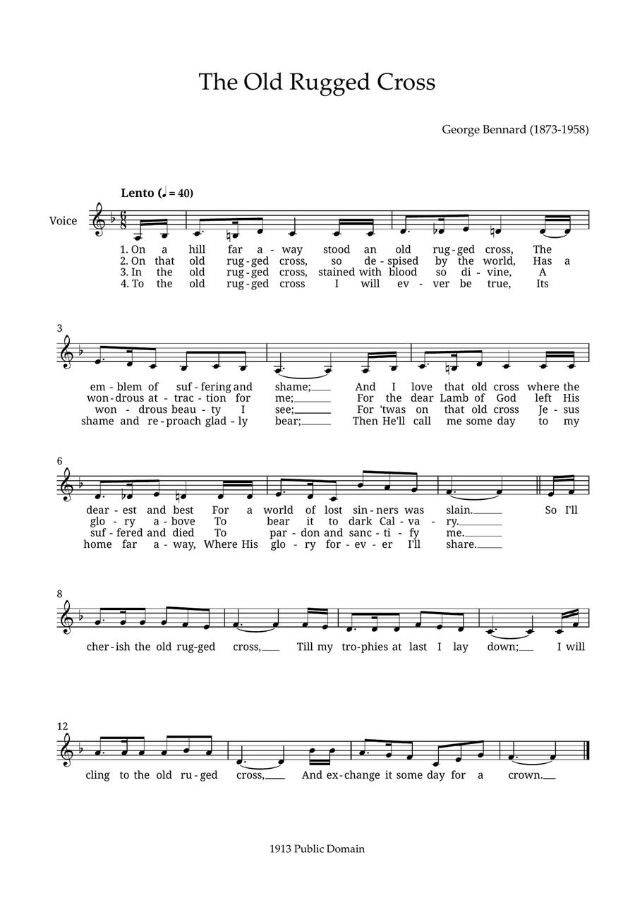 The Old Rugged Cross The Old Rugged Cross Piano scores gallery preview page 1