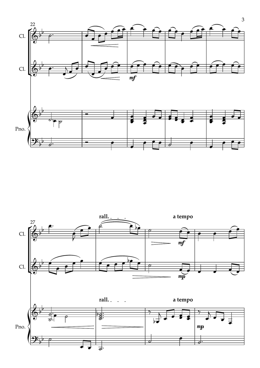 Come, Thou Fount of Every Blessing, for Clarinet Duet and Piano Clarinet Duet scores gallery preview page 3