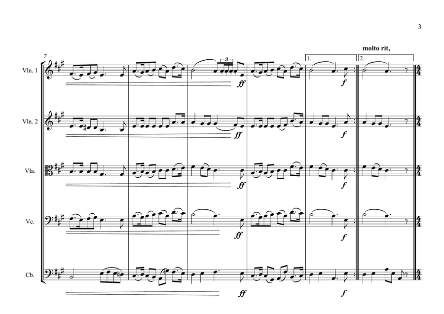 Swedish National & Royal Anthems for String Orchestra (World National Anthem Series String Orchestra scores gallery preview page 3