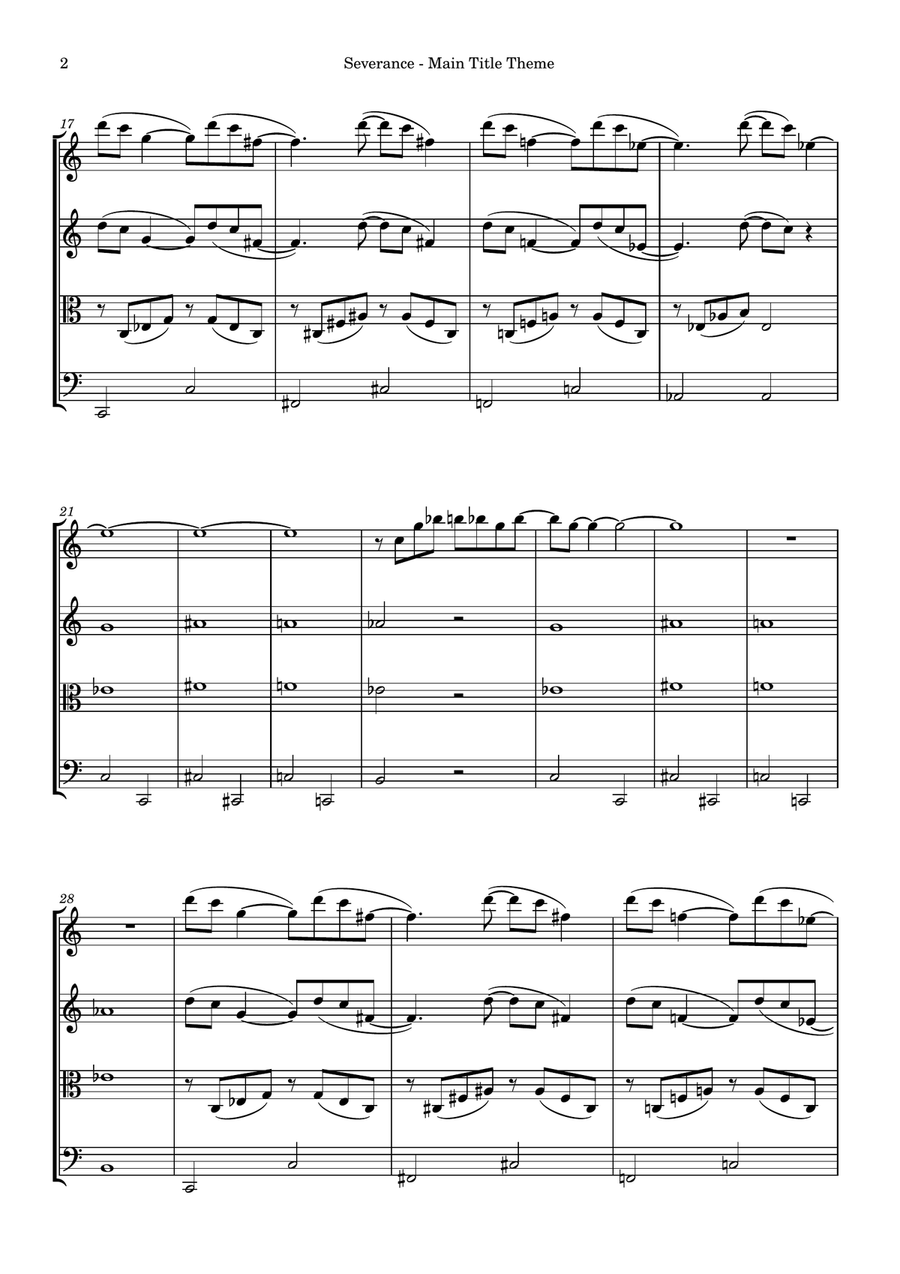 Severance - Main Title Theme String Quartet scores gallery preview page 2