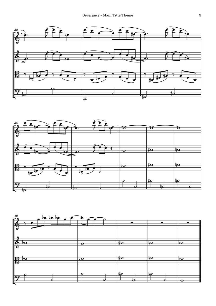 Severance - Main Title Theme String Quartet scores gallery preview page 3