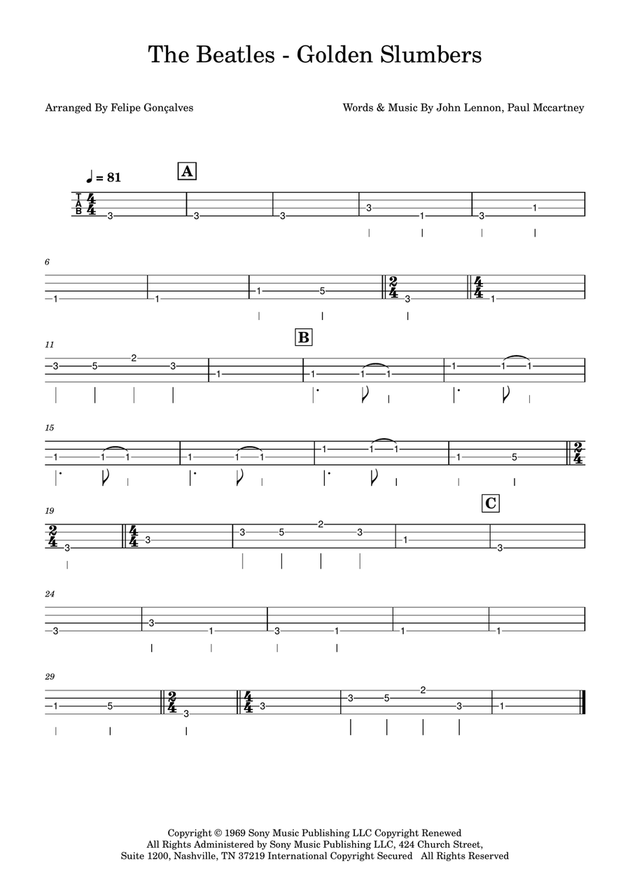 Golden Slumbers Golden Slumbers Acoustic Guitar scores gallery preview page 1
