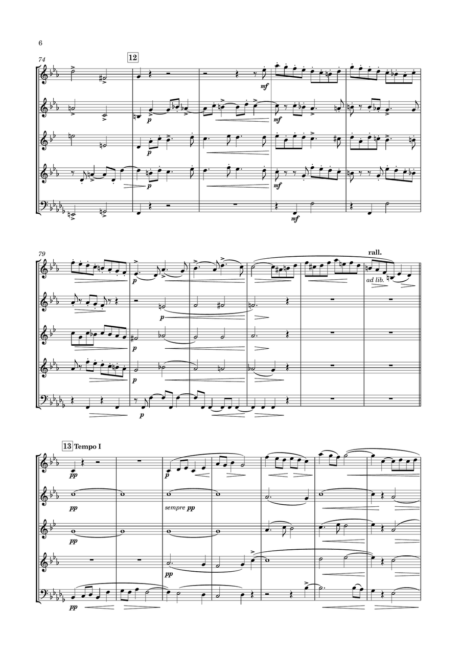 Ewald - Brass Quintet No.1 in B flat minor, Op.5 Brass Quintet scores gallery preview page 6