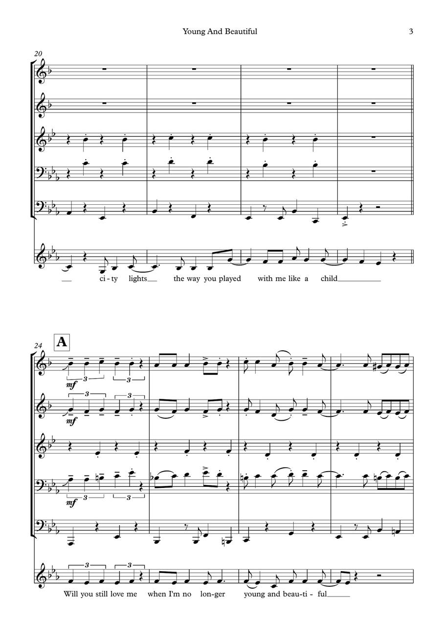 Young And Beautiful Brass Ensemble scores gallery preview page 3