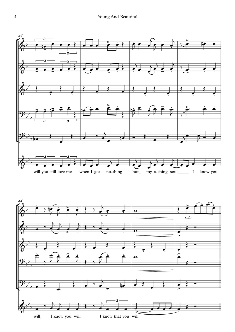 Young And Beautiful Brass Ensemble scores gallery preview page 4