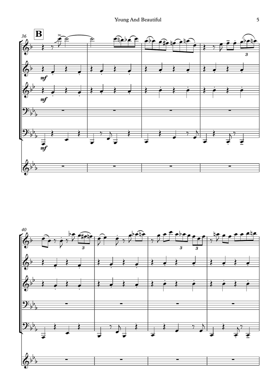 Young And Beautiful Brass Ensemble scores gallery preview page 5