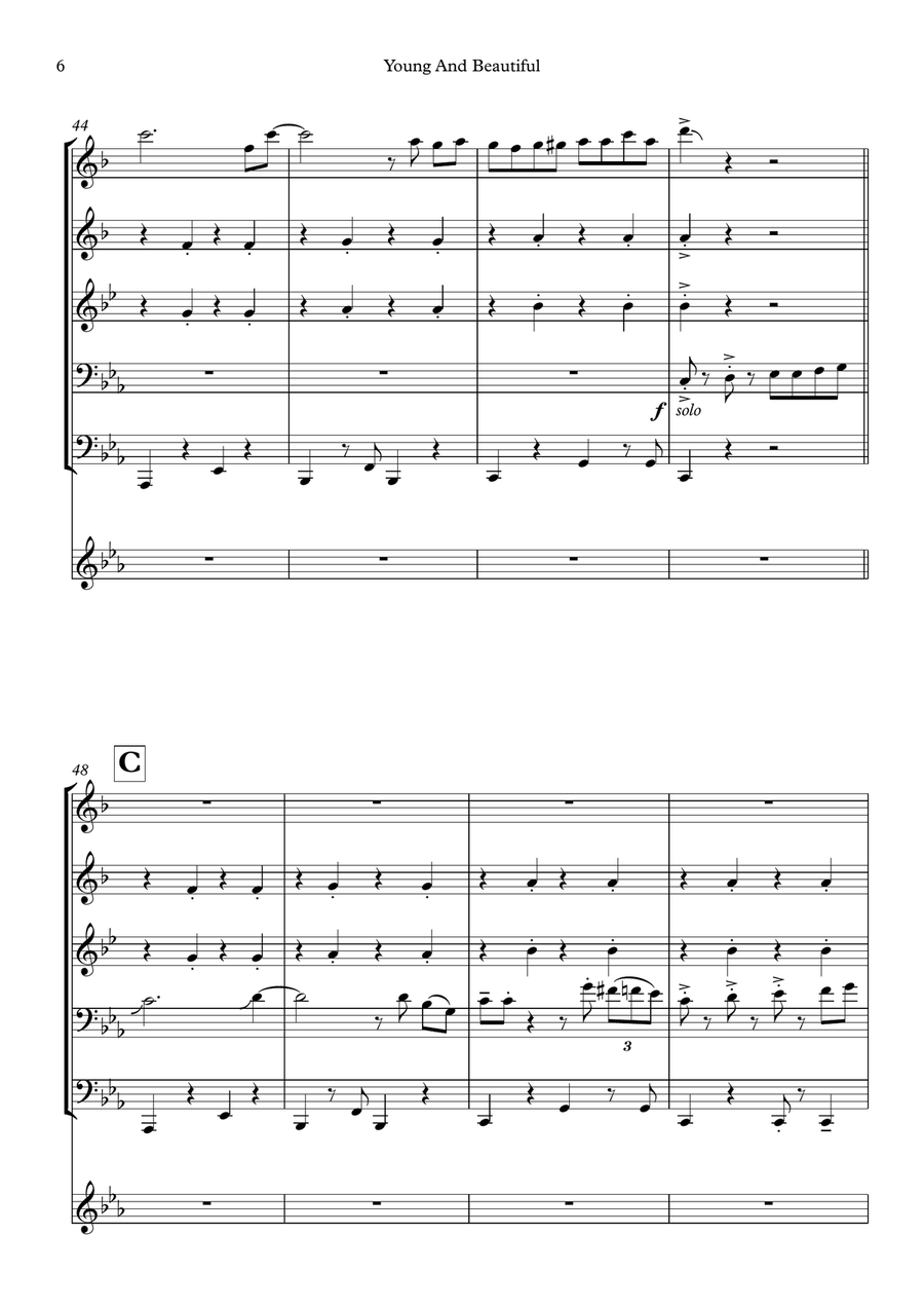 Young And Beautiful Brass Ensemble scores gallery preview page 6