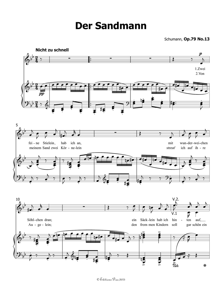 Der Sandmann, by Schumann, Op.79 No.13, in g minor Piano, Vocal scores gallery preview page 3