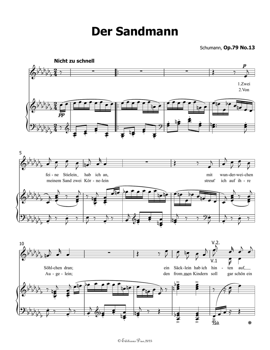 Der Sandmann, by Schumann, Op.79 No.13, in a flat minor Piano, Vocal scores gallery preview page 3