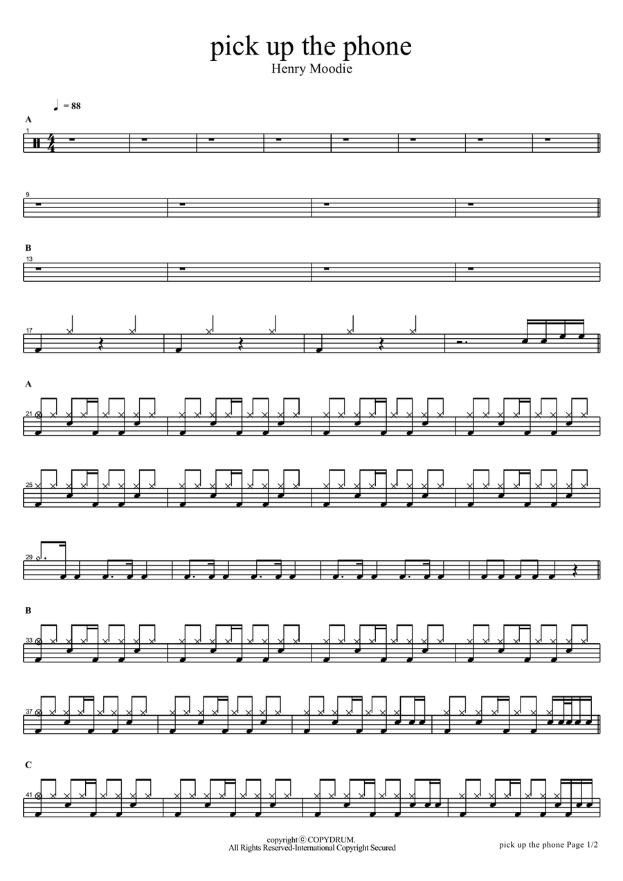 Pick Up The Phone Pick Up The Phone Drum Set scores gallery preview page 1