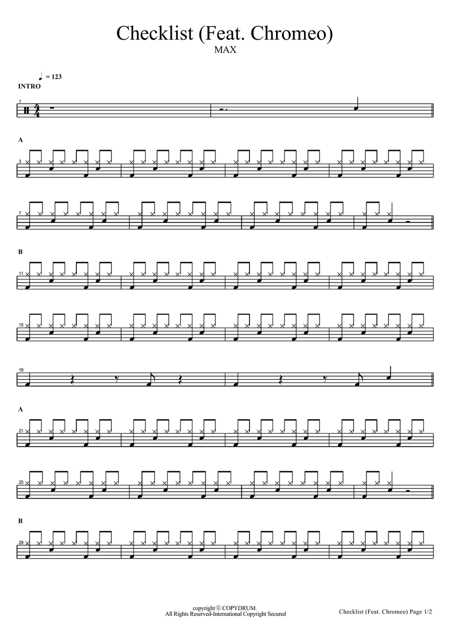 Checklist Checklist Drum Set scores gallery preview page 1