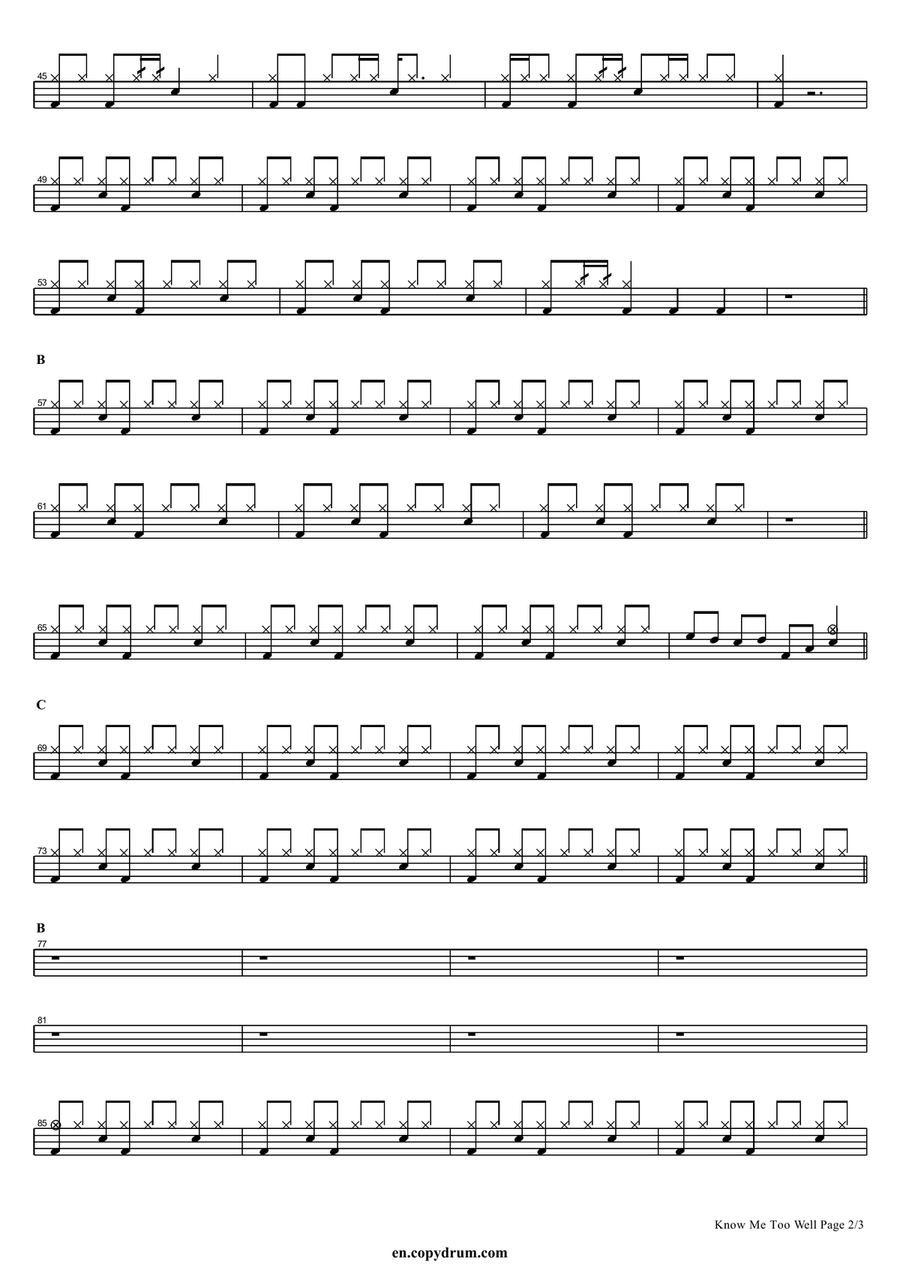 Know Me Too Well Know Me Too Well Drum Set scores gallery preview page 2