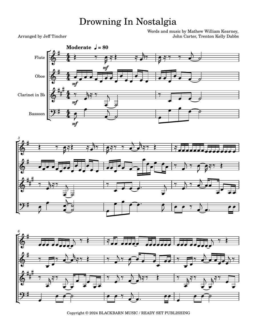 Drowning In Nostalgia Woodwind Quintet scores gallery preview page 2