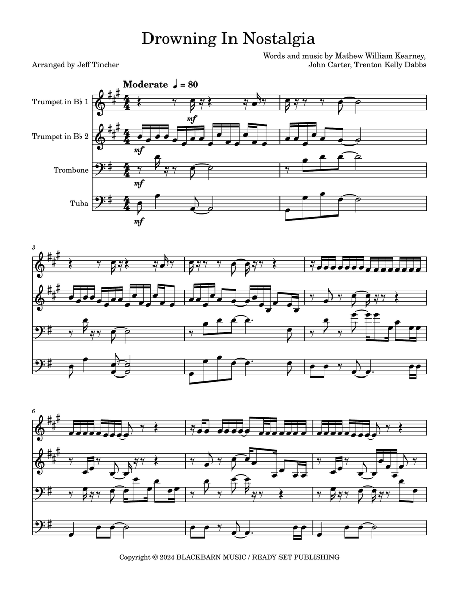 Drowning In Nostalgia Brass Quartet scores gallery preview page 2