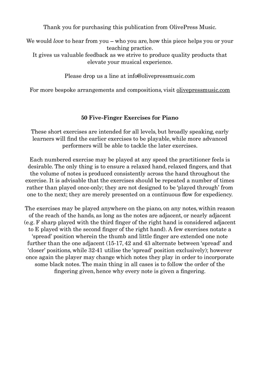 50 Five-finger exercises for Piano Piano Method scores gallery preview page 3