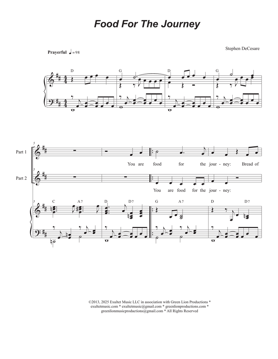 Food for the Journey (2-part choir) 2-Part scores gallery preview page 1
