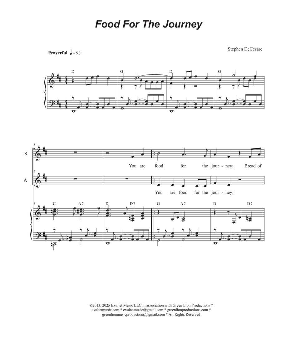 Food for the Journey (2-part choir - (SA) SA scores gallery preview page 1