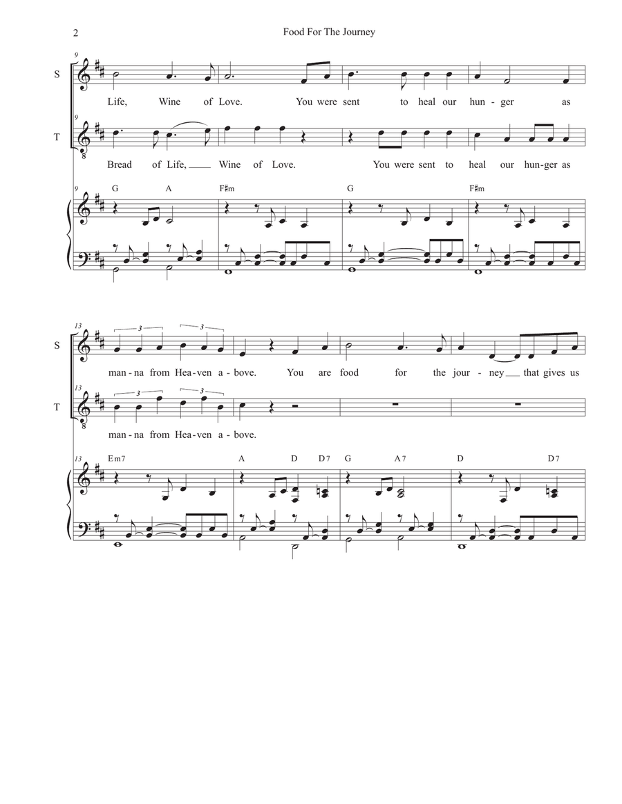 Food for the Journey (2-part choir - (Soprano and Tenor) 2-Part scores gallery preview page 2