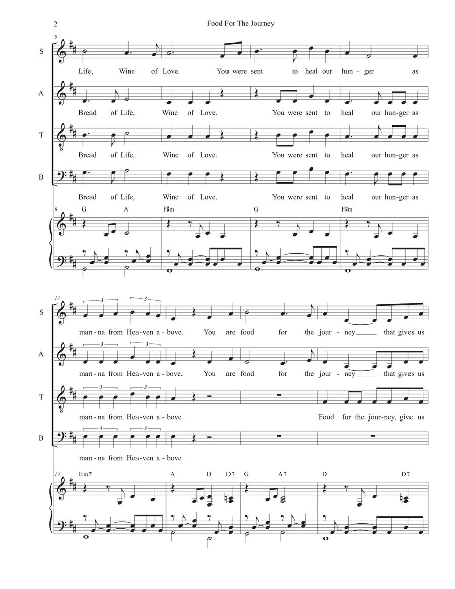 Food for the Journey (Vocal Quartet - (SATB) 4-Part scores gallery preview page 2