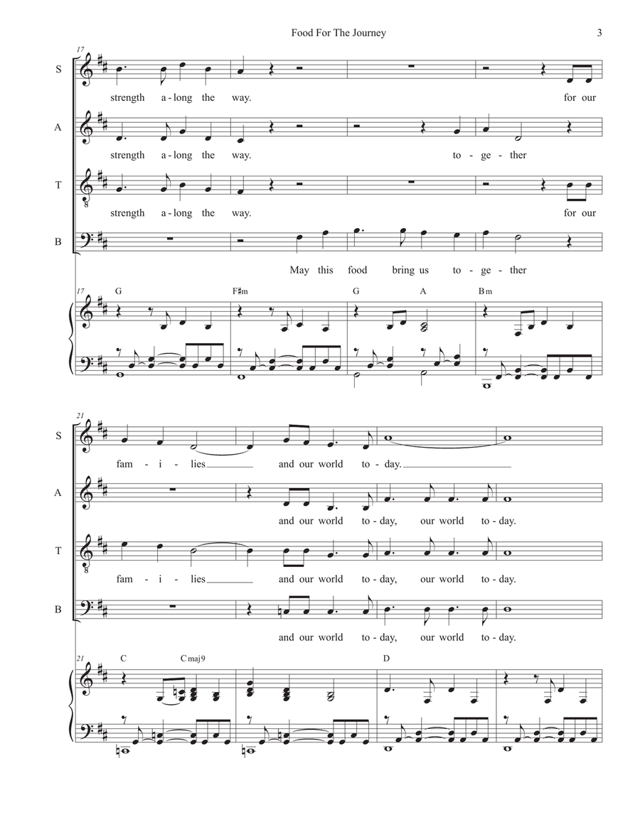 Food for the Journey (Vocal Quartet - (SATB) 4-Part scores gallery preview page 3