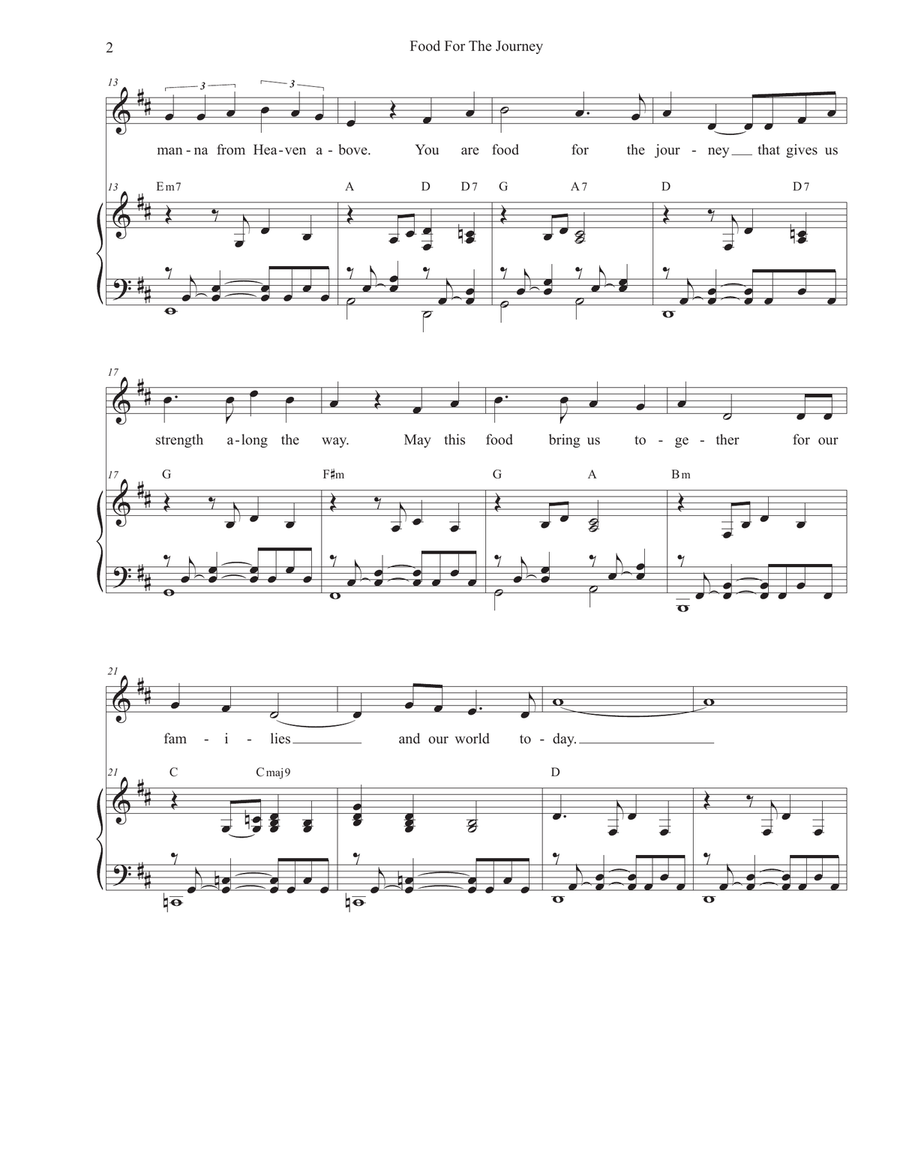 Food for the Journey (Vocal solo) Piano, Vocal scores gallery preview page 2
