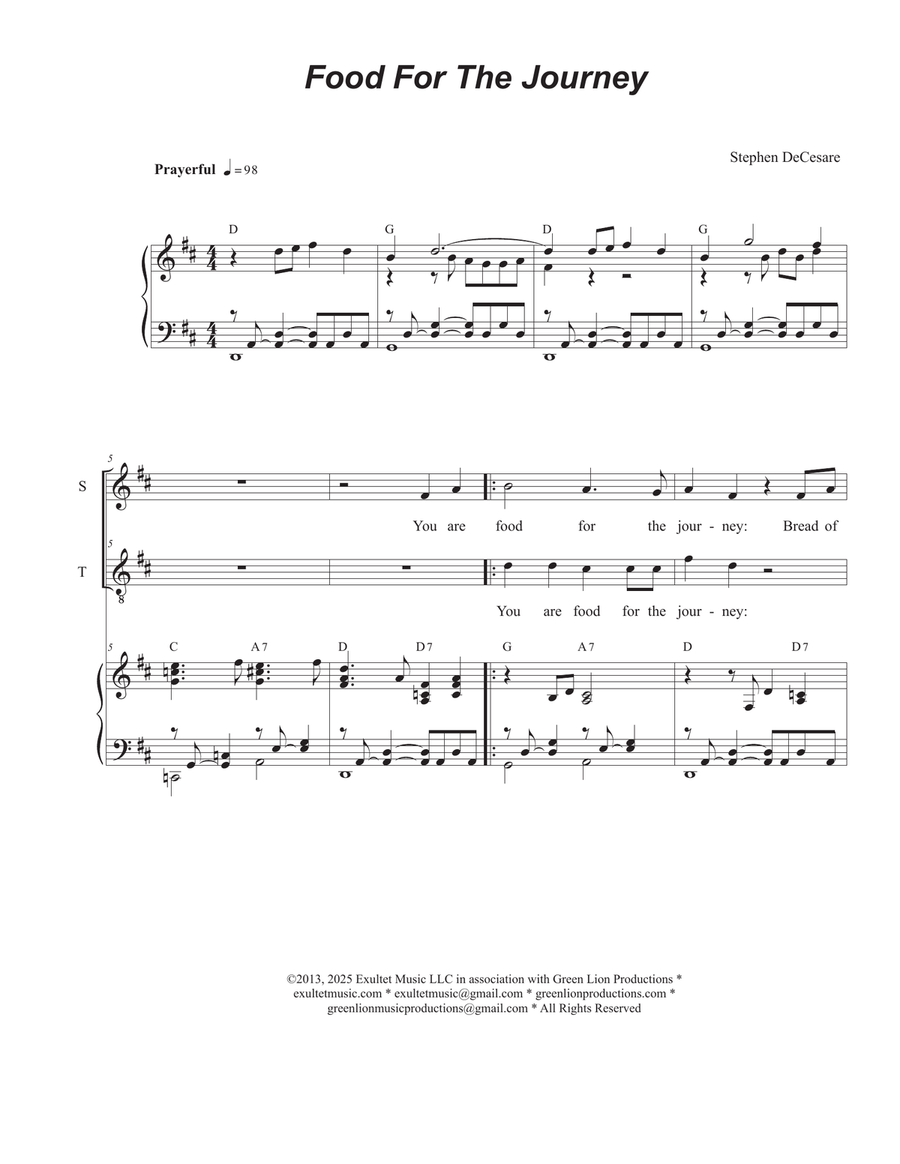 Food for the Journey (Duet for Soprano and Tenor solo) Tenor Voice scores gallery preview page 1